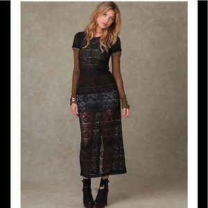 Free People Fields of Lace Dress in Black